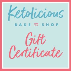 Ketolicious Bake Shop Logo with Gift Certificate availability noted
